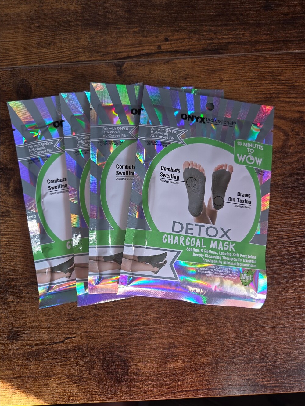 Onyx Detox Charcoal Foot Mask - Green and Silver Holographic Pack